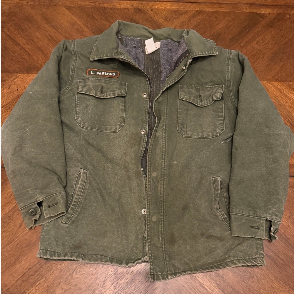 Vintage VF Imagewear Green Canvas Work Jacket Blanket Lined Distressed NP31543 M